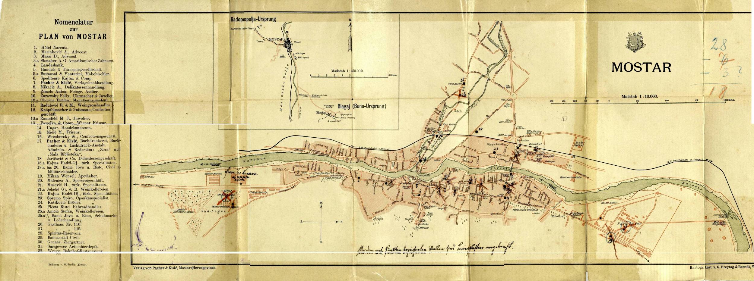 A map of Mostar from 1899. Original via cidom.org